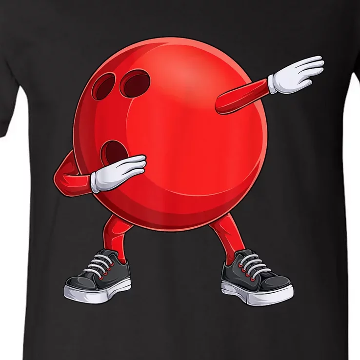 Funny Dab Bowling Ball Bowler Bowling Player V-Neck T-Shirt