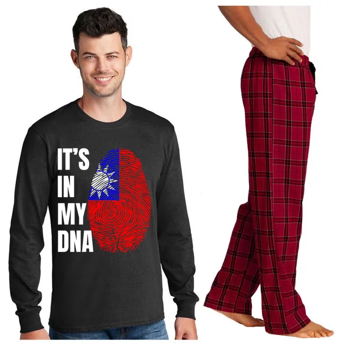 Fingerprint Dna Biometry Flag Taiwan Great Gift Long Sleeve Pajama Set