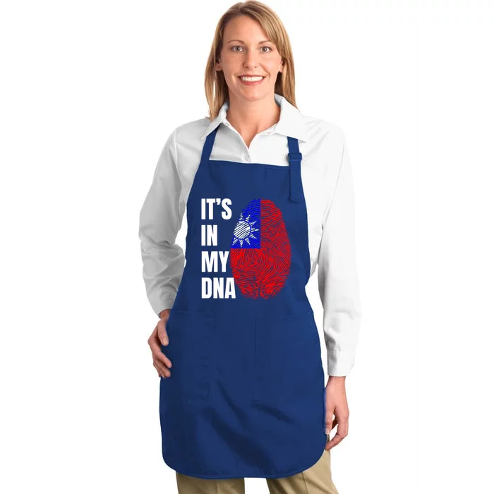 Fingerprint Dna Biometry Flag Taiwan Great Gift Full-Length Apron With Pocket