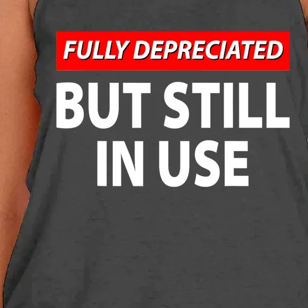 Fully Depreciated But Still In Use Funny Accounting Quote Women's Knotted Racerback Tank