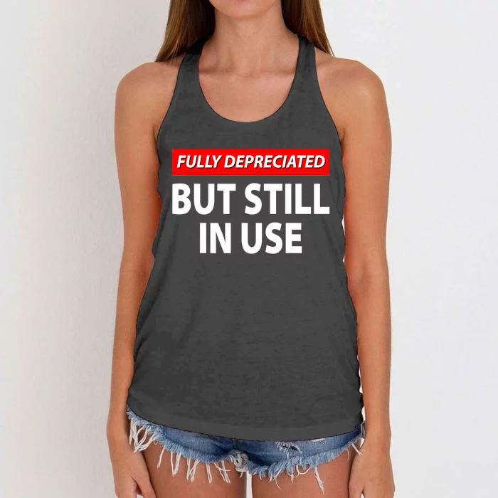 Fully Depreciated But Still In Use Funny Accounting Quote Women's Knotted Racerback Tank