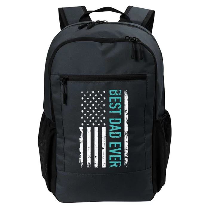 Fathers Day Best Dad Ever With US American Flag Short Sleeve Daily Commute Backpack