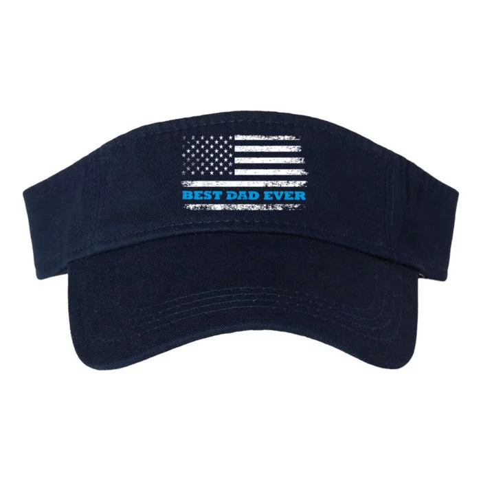 Fathers Day Best Dad Ever With Fathers Day Best Dad Ever With US American Flag Valucap Bio-Washed Visor