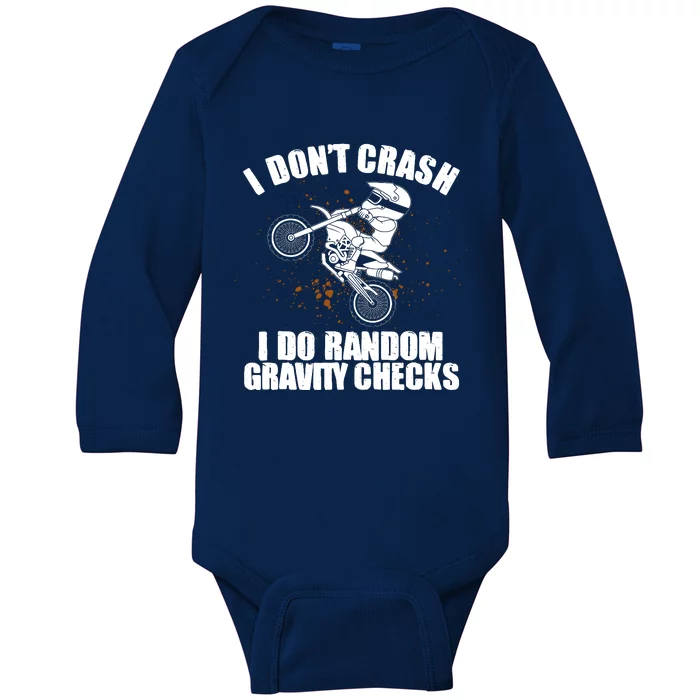 Funny Dirt Bike Gift Boy Random Gravity Checks Motocross Baby Long Sleeve Bodysuit