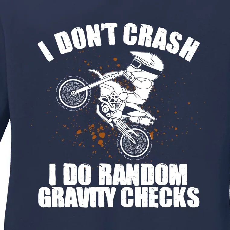 Funny Dirt Bike Gift Boy Random Gravity Checks Motocross Ladies Long Sleeve Shirt