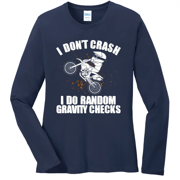 Funny Dirt Bike Gift Boy Random Gravity Checks Motocross Ladies Long Sleeve Shirt