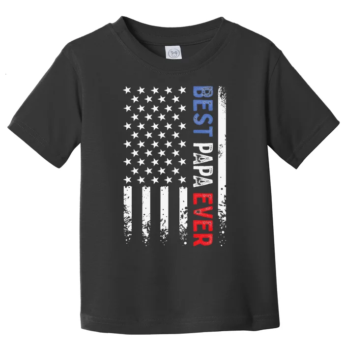 Father's Day Best Papa Ever with US American Flag Toddler T-Shirt