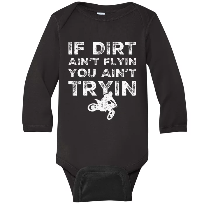 Funny Dirt Bike Riding Mx Motocross Rider Supercross Baby Long Sleeve Bodysuit