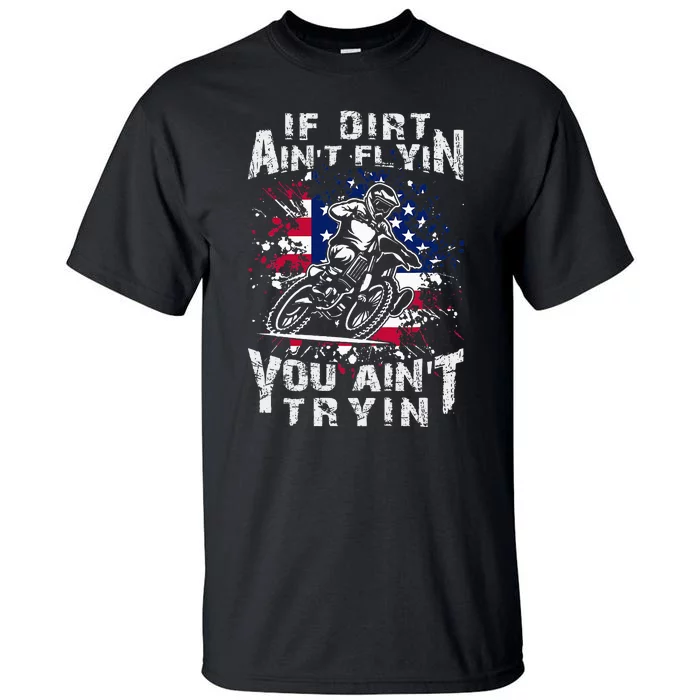 Funny Dirt Bike Riding US Flag MX Motocross Rider Supercross Tall T-Shirt