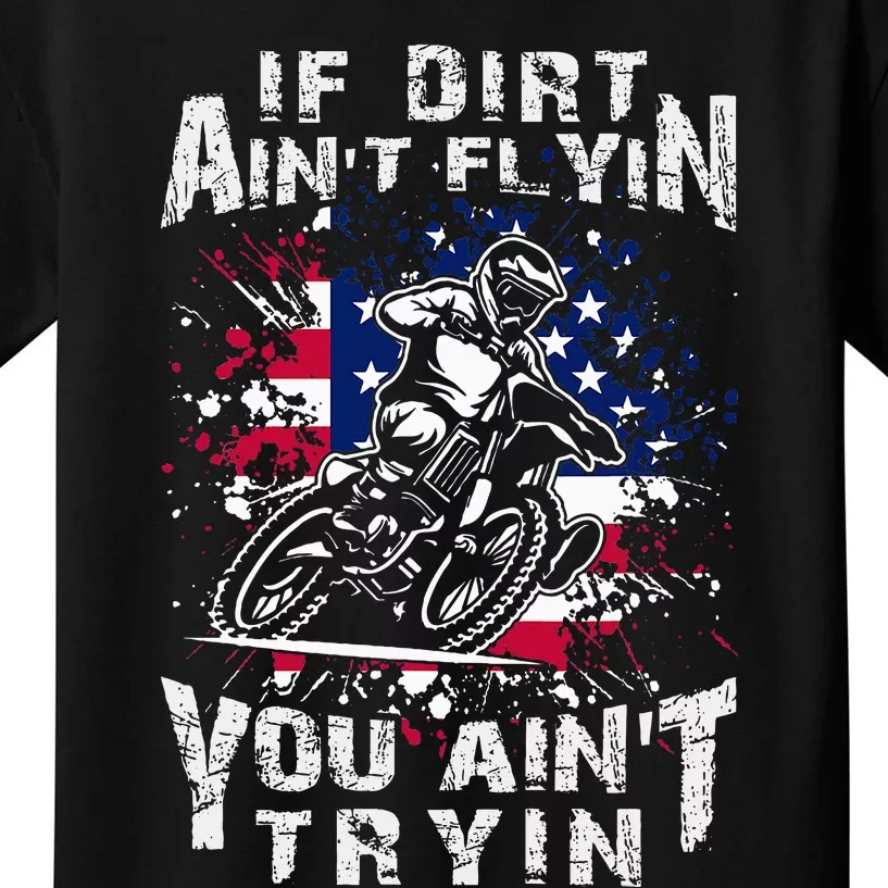 Funny Dirt Bike Riding US Flag MX Motocross Rider Supercross Kids T-Shirt