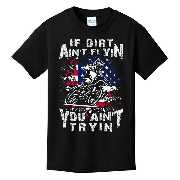 Funny Dirt Bike Riding US Flag MX Motocross Rider Supercross Kids T-Shirt