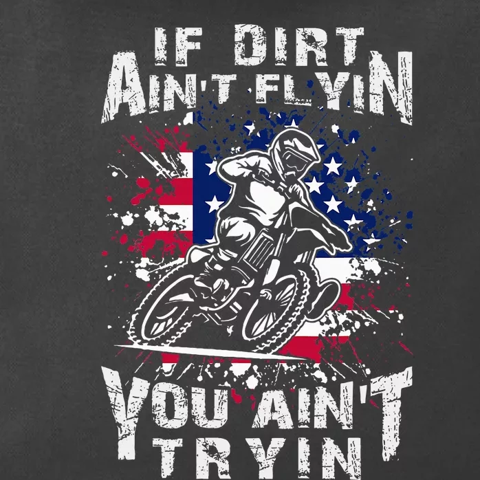 Funny Dirt Bike Riding US Flag MX Motocross Rider Supercross Zip Tote Bag