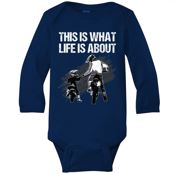 Funny Dirt Bike Art For Men Dad Boys Kid Motorcycle Lover Baby Long Sleeve Bodysuit