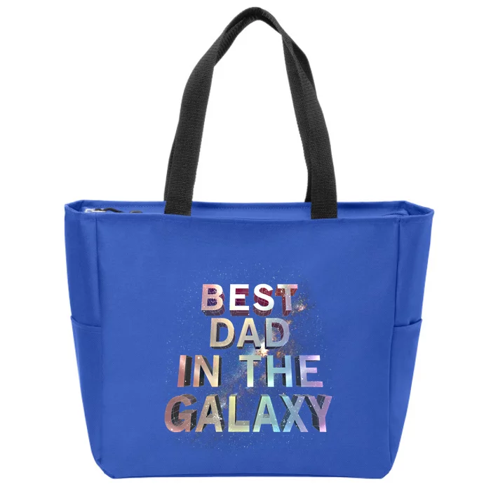 Fathers Day Best Dad In The Galaxy Rainbow Cute Gift Zip Tote Bag