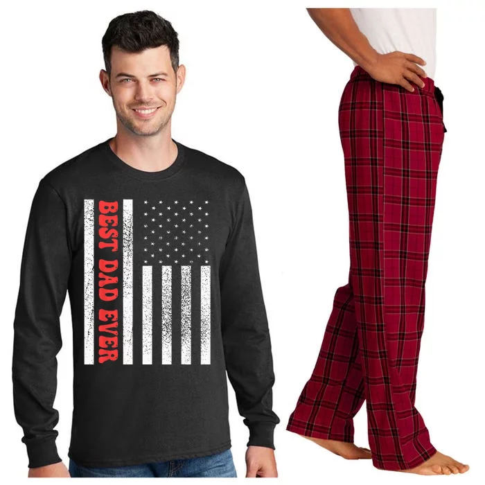 Father's day Best dad ever with US american Flag Long Sleeve Pajama Set