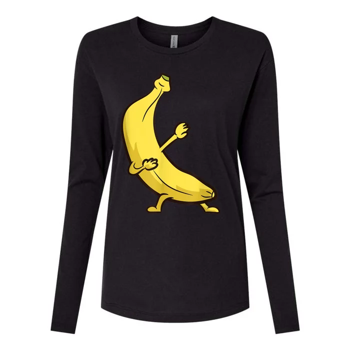 Funny Dabbing Banana Cool Banana Dab Fruit Womens Cotton Relaxed Long Sleeve T-Shirt