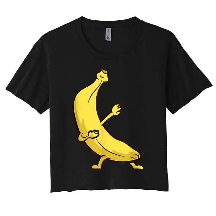 Funny Dabbing Banana Cool Banana Dab Fruit Women's Crop Top Tee