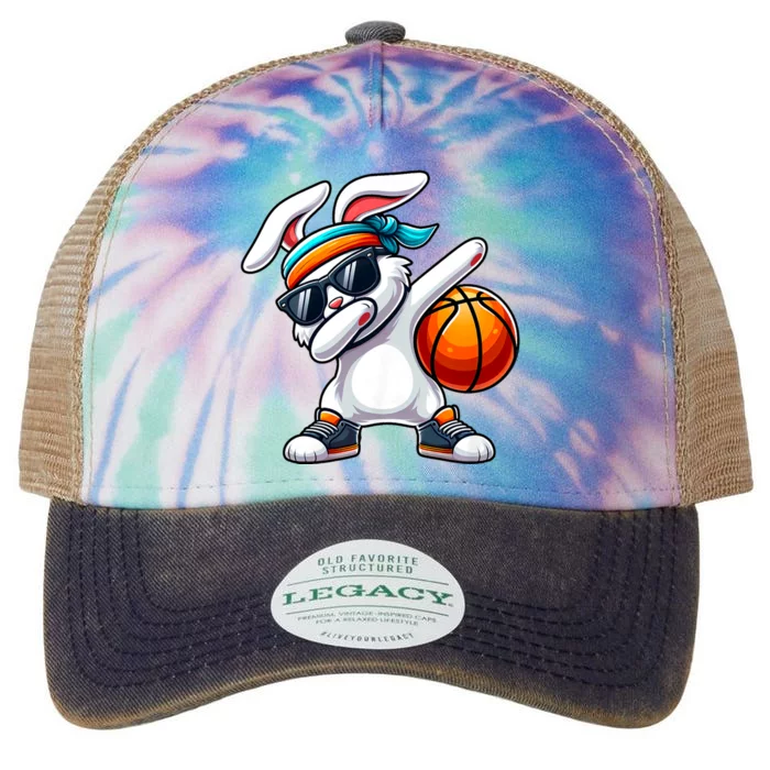 Funny Dabbing Bunny Playing Basketball Easter Day Legacy Tie Dye Trucker Hat