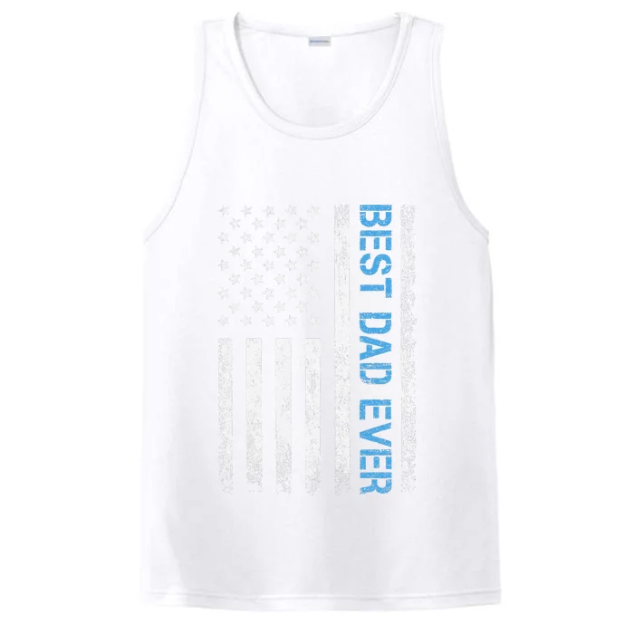 Father's Day Best Dad Ever with US American Flag Performance Tank