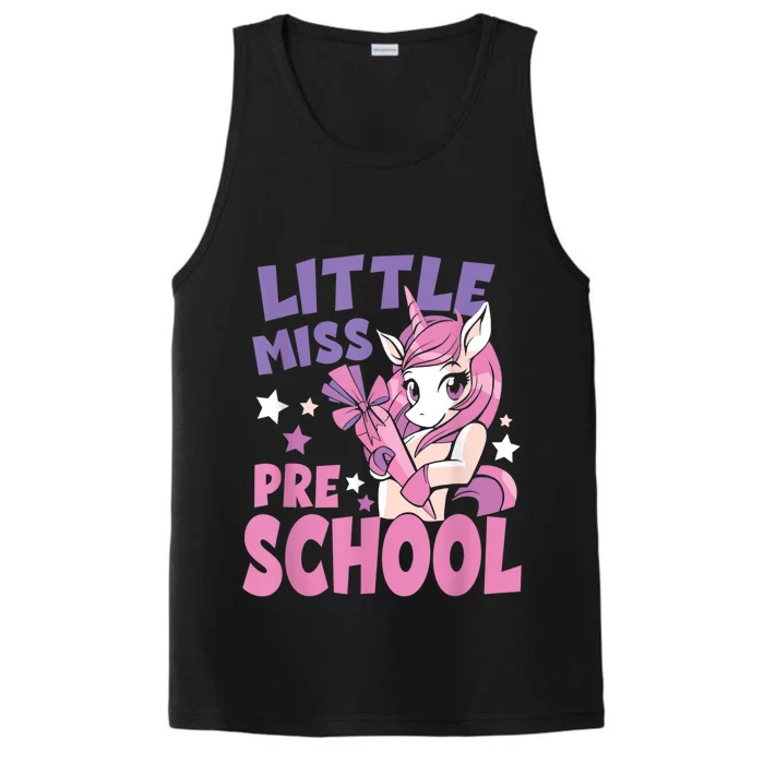 First Day Back To School Little Miss Preschool Unicorn Performance Tank