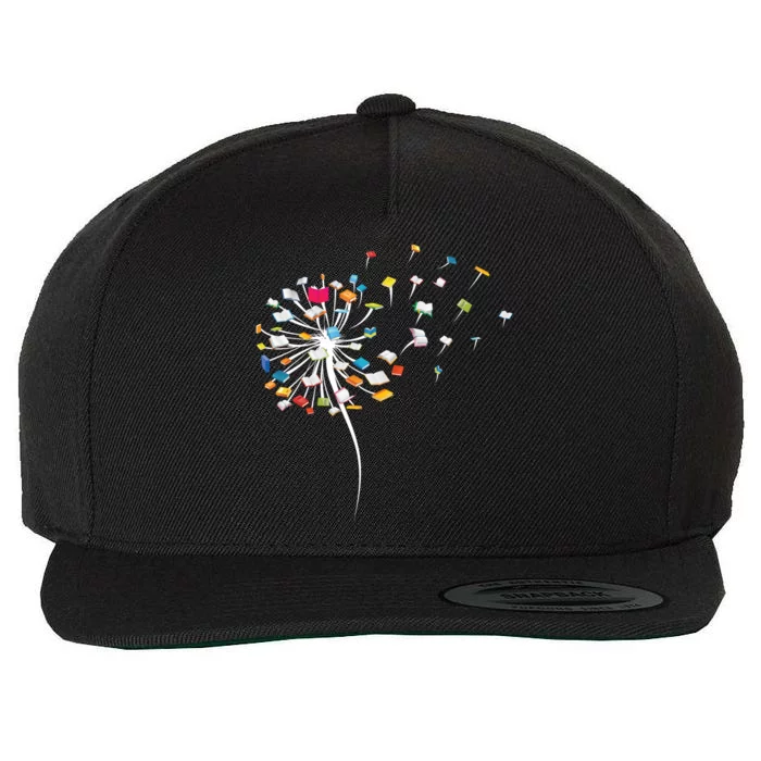 Funny Dandelion Books Gift For Reading Lover Wool Snapback Cap