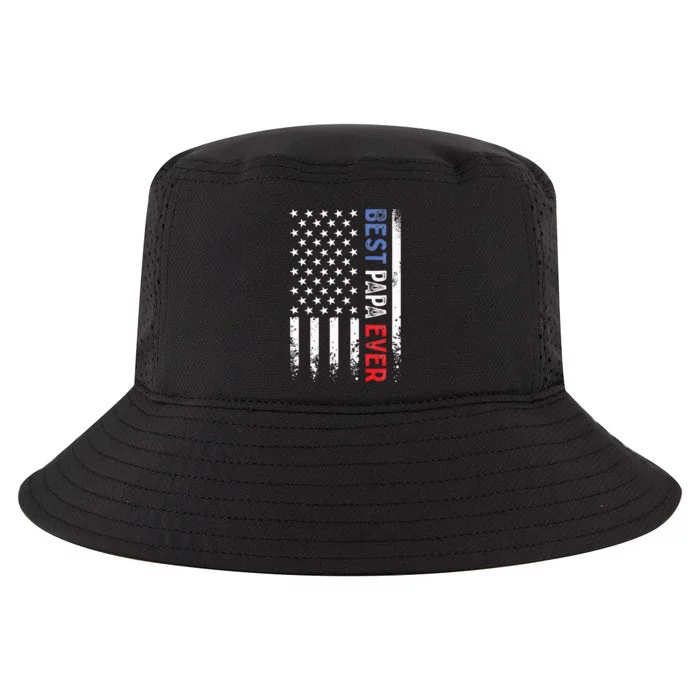 Fathers Day Best Papa Ever With US American Flag Cool Comfort Performance Bucket Hat