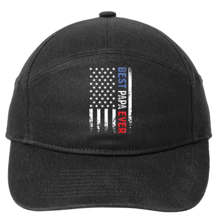 Fathers Day Best Papa Ever With US American Flag 7-Panel Snapback Hat