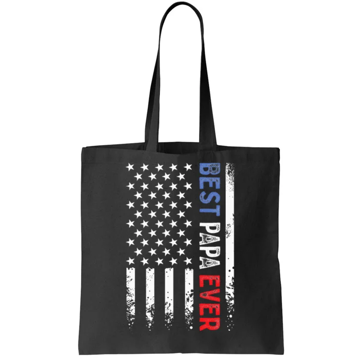 Fathers Day Best Papa Ever With US American Flag Tote Bag