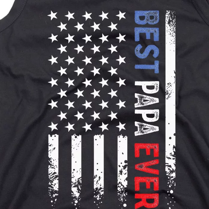 Fathers Day Best Papa Ever With US American Flag Tank Top