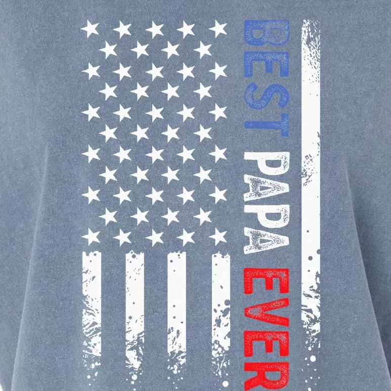 Fathers Day Best Papa Ever With US American Flag Garment-Dyed Women's Muscle Tee