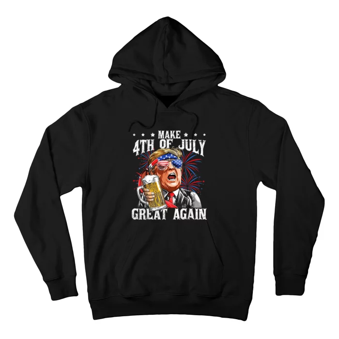 Funny Drinking Beer Team Make 4th Of July Great Again Trump Hoodie