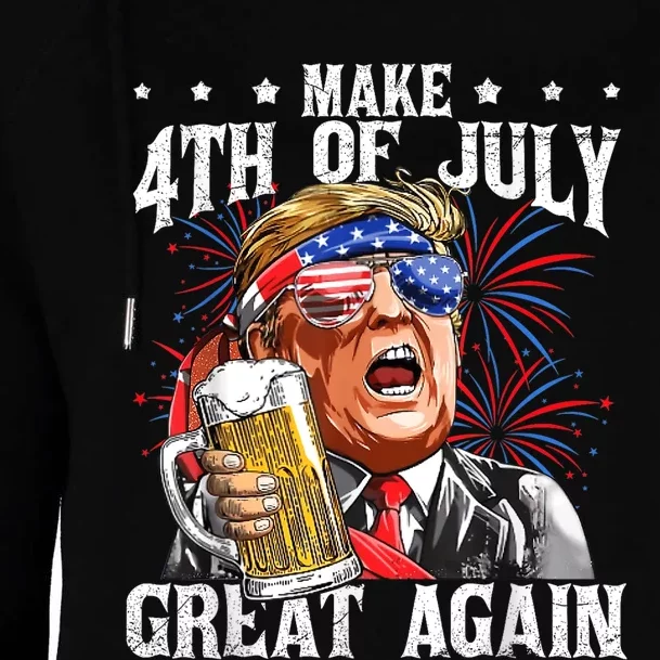 Funny Drinking Beer Team Make 4th Of July Great Again Trump Womens Funnel Neck Pullover Hood