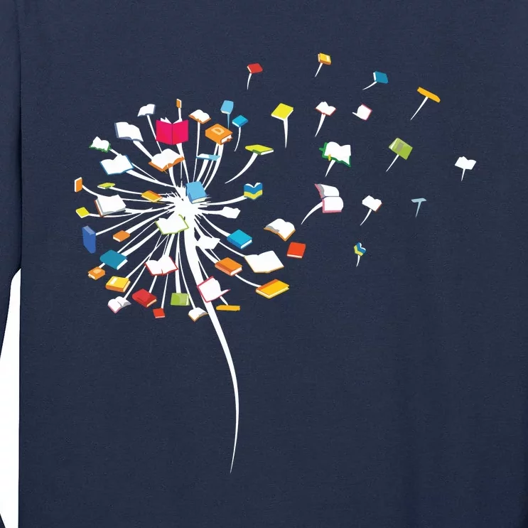 Funny Dandelion Books Gift For Reading Lover Women Girl Tall Long Sleeve T-Shirt