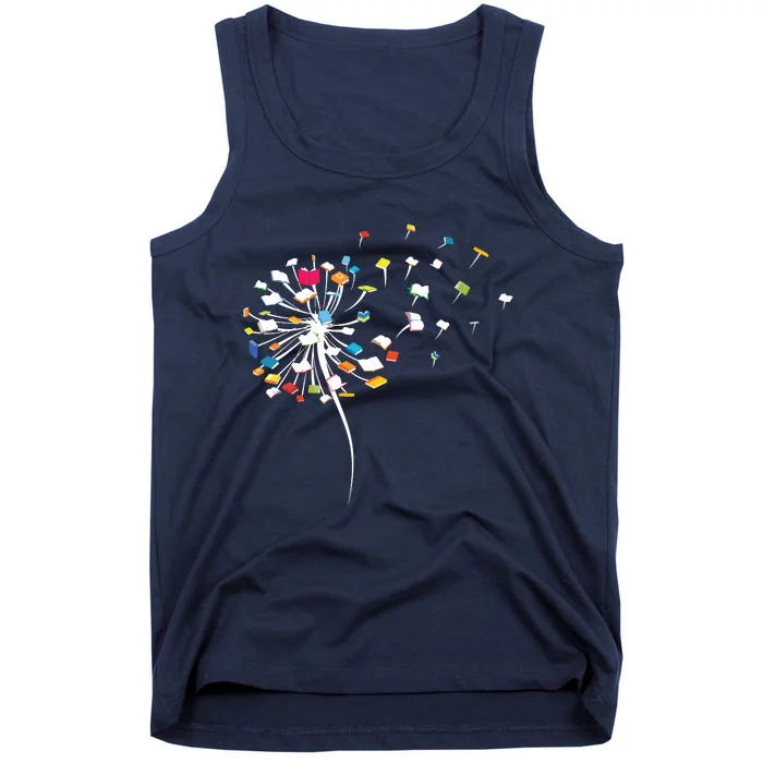 Funny Dandelion Books Gift For Reading Lover Women Girl Tank Top