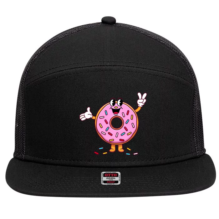 Funny Donut Boy Girl Donut Sprinkles 7 Panel Mesh Trucker Snapback Hat