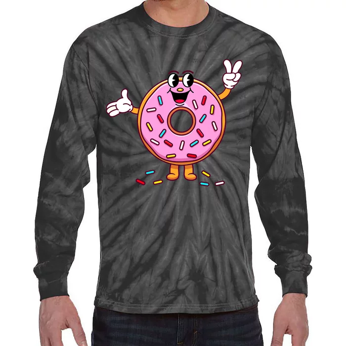 Funny Donut Boy Girl Donut Sprinkles Tie-Dye Long Sleeve Shirt