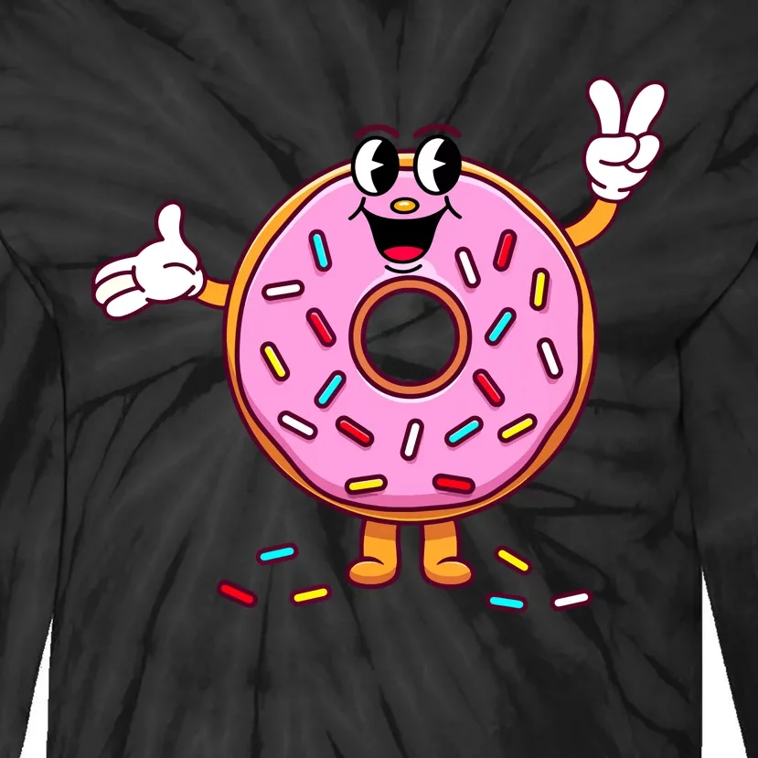 Funny Donut Boy Girl Donut Sprinkles Tie-Dye Long Sleeve Shirt