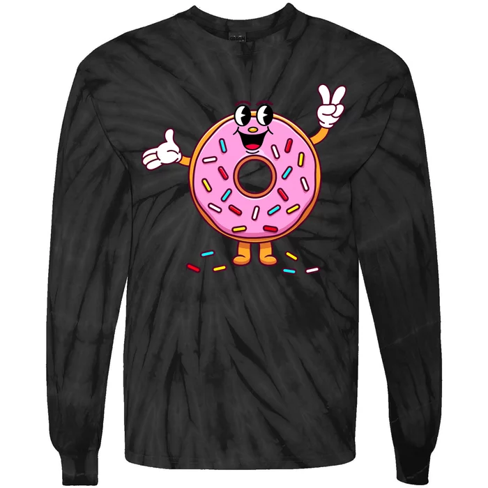 Funny Donut Boy Girl Donut Sprinkles Tie-Dye Long Sleeve Shirt