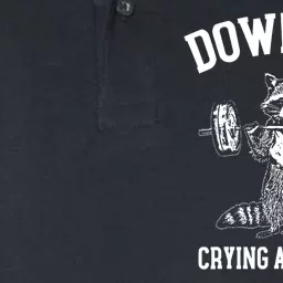 Funny Down Bad Crying At The Gym Racoon Meme Gift Softstyle Adult Sport Polo