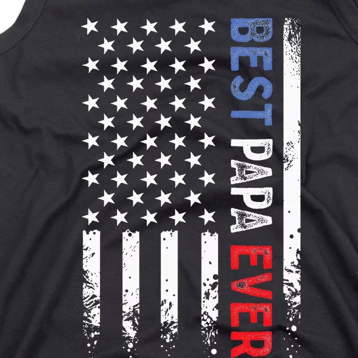 Fathers Day Best Papa Ever With US American Flag Tank Top