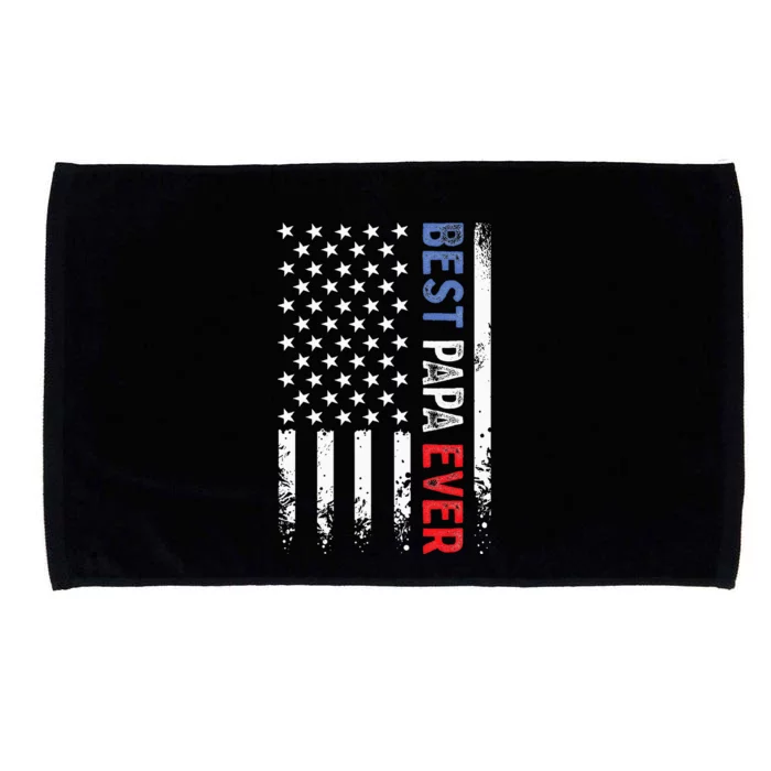 Fathers Day Best Papa Ever With US American Flag Microfiber Hand Towel