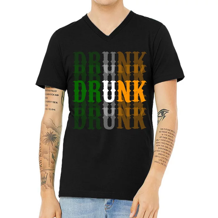 Funny Drunk Blur St Patricks Day V-Neck T-Shirt