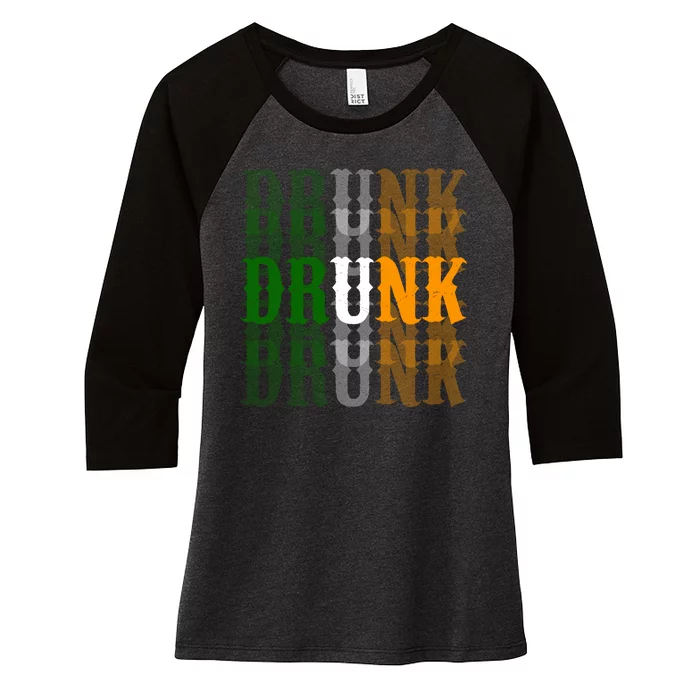 Funny Drunk Blur St Patricks Day Women's Tri-Blend 3/4-Sleeve Raglan Shirt