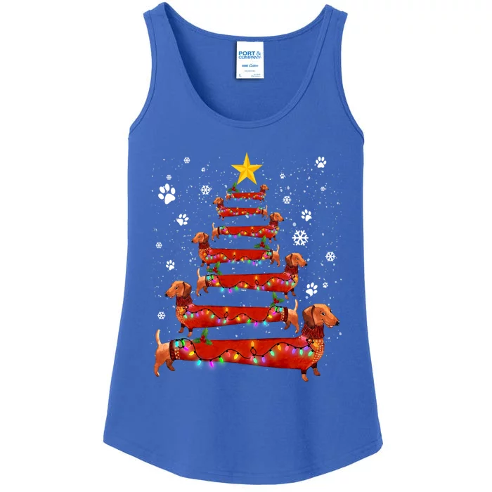 Funny Dachshund Christmas Tree Xmas Doxie Wiener Dog Lover Gift Ladies Essential Tank