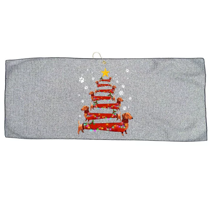 Funny Dachshund Christmas Tree Xmas Doxie Wiener Dog Lover Gift Large Microfiber Waffle Golf Towel