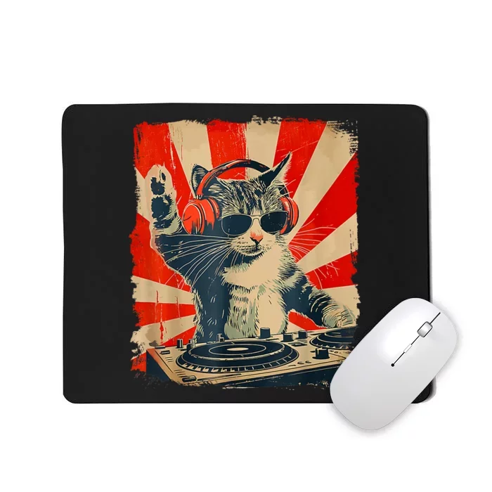 Funny Dj Cat Disco Sound Tech Headphone Music Mousepad