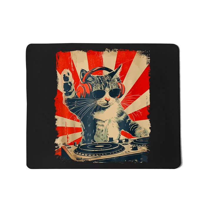 Funny Dj Cat Disco Sound Tech Headphone Music Mousepad