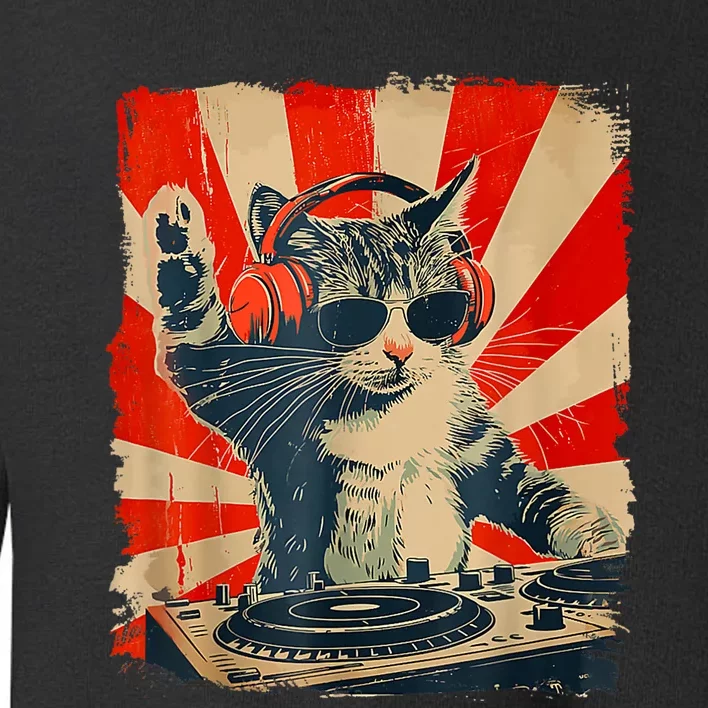 Funny Dj Cat Disco Sound Tech Headphone Music Toddler Sweatshirt