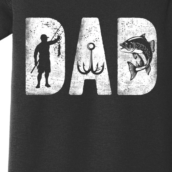 Fishing Dad Classic Bold Font FatherS Day Fish Daddy Baby Bodysuit