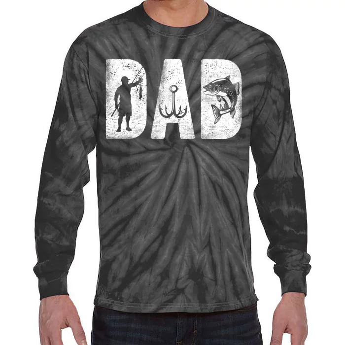 Fishing Dad Classic Bold Font FatherS Day Fish Daddy Tie-Dye Long Sleeve Shirt